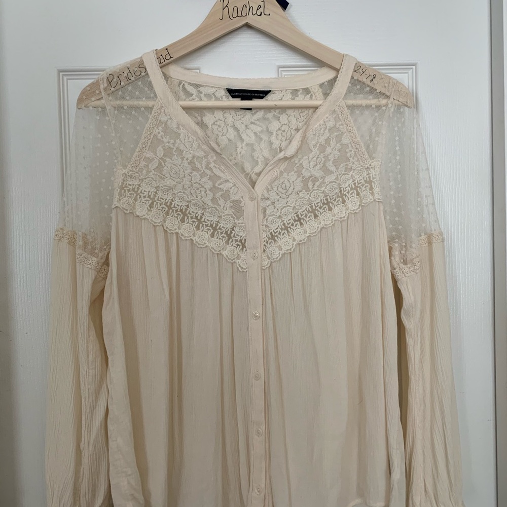 Fun, partially sheer pheasant style top